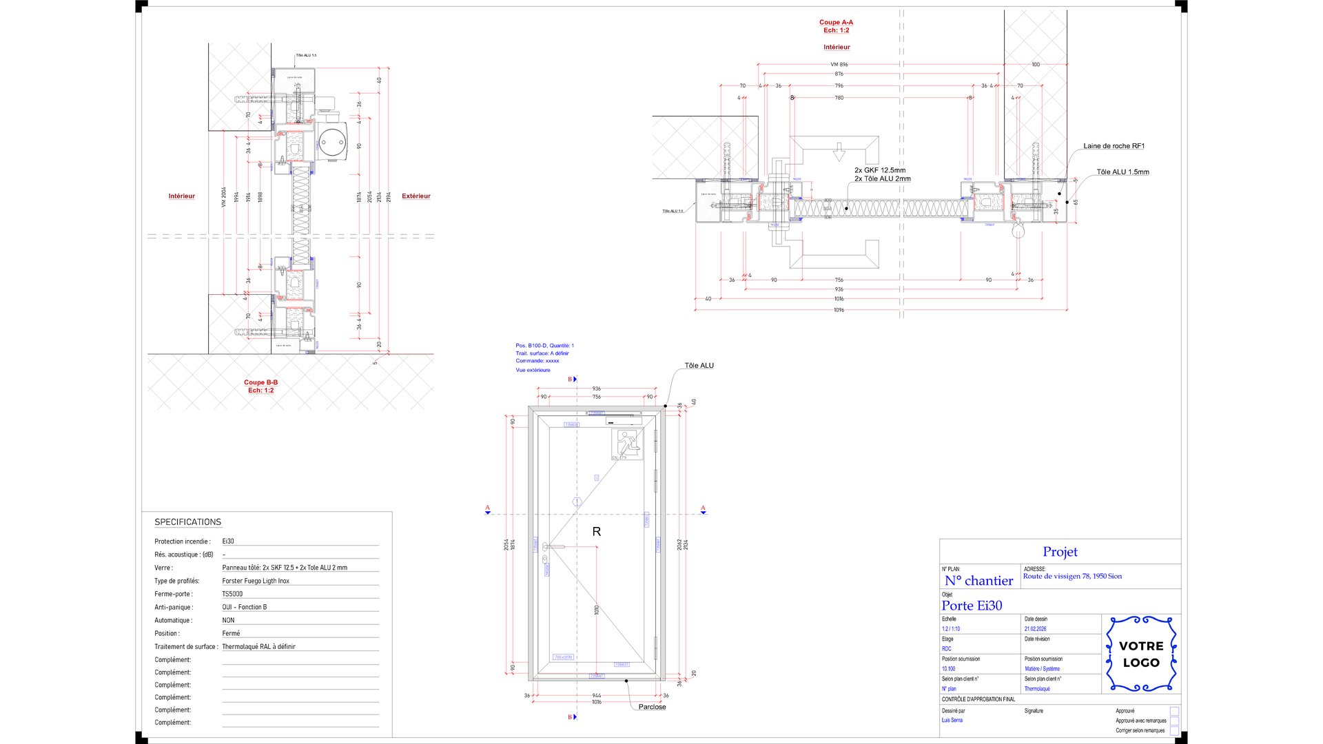 Concept de porte coupe-feu ei-30